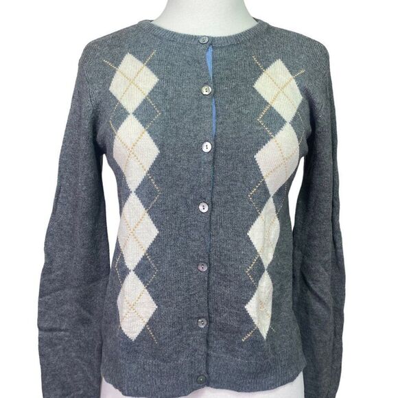 Cabi Argyle Cardigan Sweater Size Medium - Picture 1 of 6